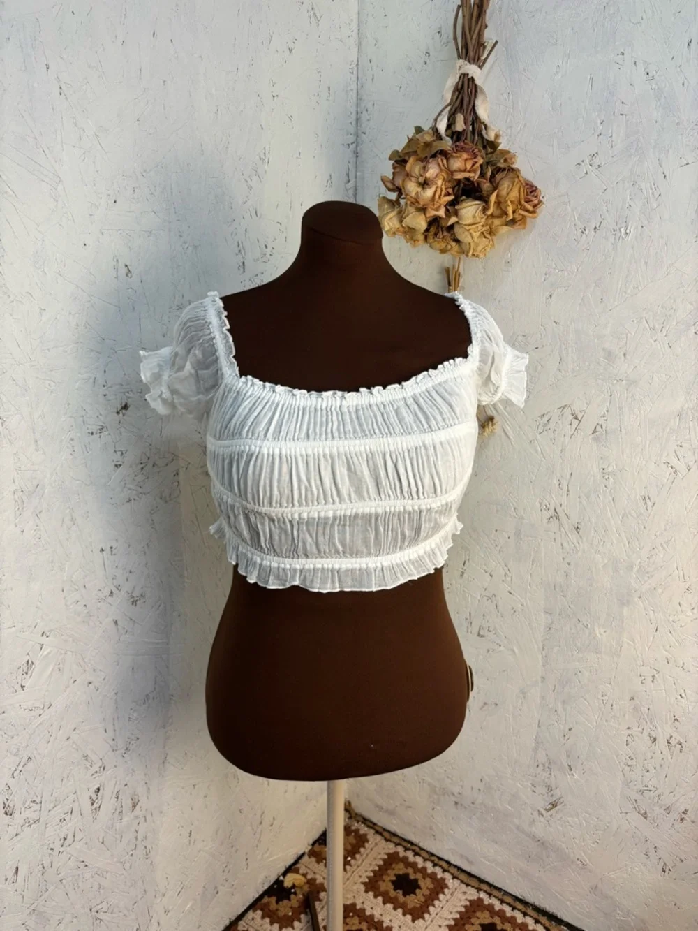 Free People Cheri Smocked Cotton Cottagecore Lightweight Top Size XS/S